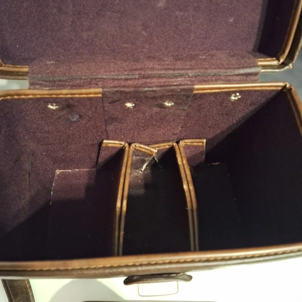 Vintage 70's Camera Case w/ Insert Hard Faux Leather‎ Vinyl Brown Made in Italy